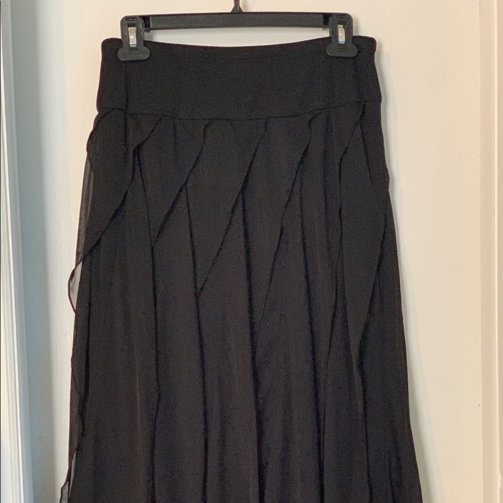 Dressbarn collection black long ruffle skirt.